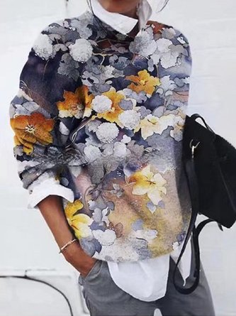 Women Ethnic Crew Neck Long Sleeve Casual Daily Spring/Fall Sweater