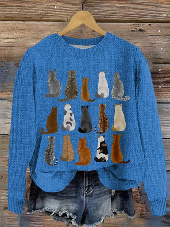 Women’s Cute Cats Print Cat Lovers Casual Sweatshirt