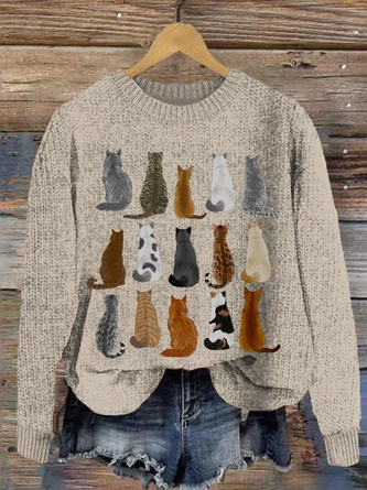 Women’s Cute Cats Print Cat Lovers Casual Sweatshirt