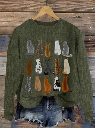 Women’s Cute Cats Print Cat Lovers Casual Sweatshirt