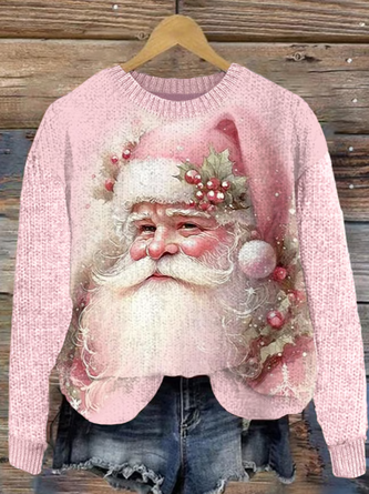Women’s Christmas Knitted Casual Santa Claus Loose Sweater