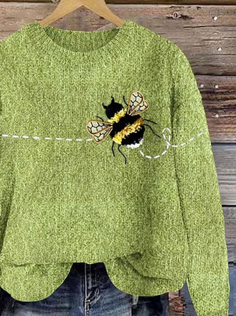 Women’s Freedom Bee Print Knit Crew Neck Sweater