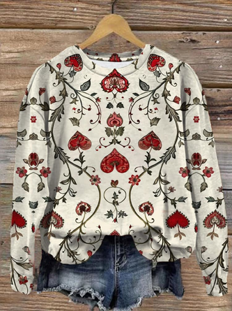 Valentine's Day Heart Pattern Long Sleeve Sweater