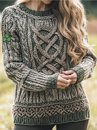 Crew Neck Animal Casual Sweater