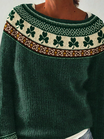 Women’s St. Patrick’s Day Shamrock Art Print Sweater