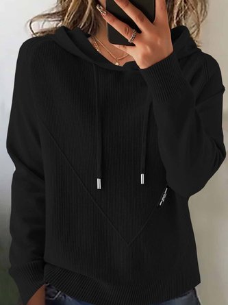 Women Plain Hoodie Long Sleeve Vintage Daily Winter Sweater