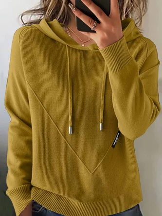 Women Plain Hoodie Long Sleeve Vintage Daily Winter Sweater