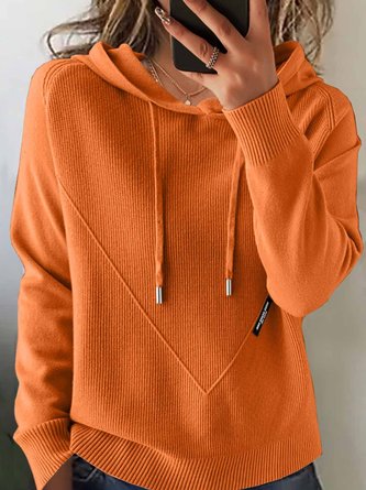 Women Plain Hoodie Long Sleeve Vintage Daily Winter Sweater