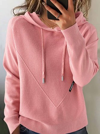 Women Plain Hoodie Long Sleeve Vintage Daily Winter Sweater