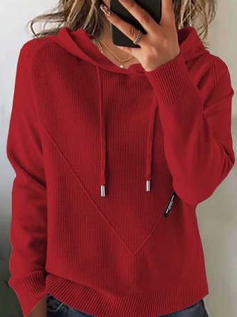 Women Plain Hoodie Long Sleeve Vintage Daily Winter Sweater