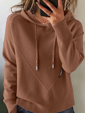 Women Plain Hoodie Long Sleeve Vintage Daily Winter Sweater