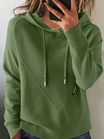 Women Plain Hoodie Long Sleeve Vintage Daily Winter Sweater