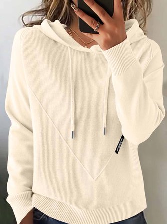 Women Plain Hoodie Long Sleeve Vintage Daily Winter Sweater