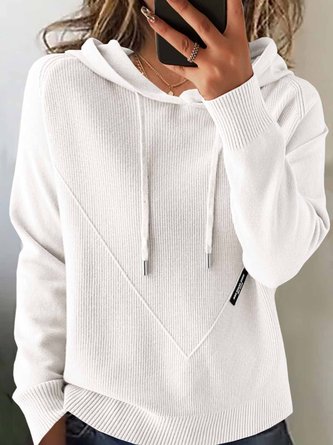 Women Plain Hoodie Long Sleeve Vintage Daily Winter Sweater