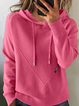 Women Plain Hoodie Long Sleeve Vintage Daily Winter Sweater