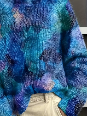 Women Abstract Turtleneck Long Sleeve Vintage Daily Spring/Fall Sweater