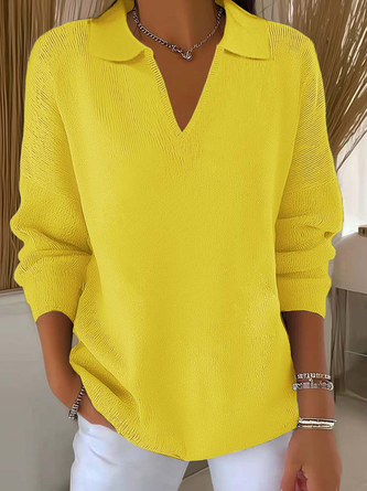 Women Plain Shawl Collar Long Sleeve Casual Holiday Spring/Fall Sweater