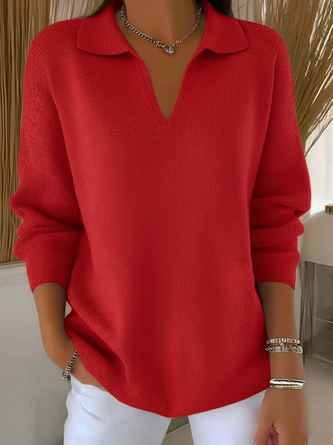 Women Plain Shawl Collar Long Sleeve Casual Holiday Spring/Fall Sweater