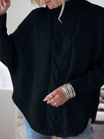 Women Plain Mock Neck Long Sleeve Street Daily Winter Sweater