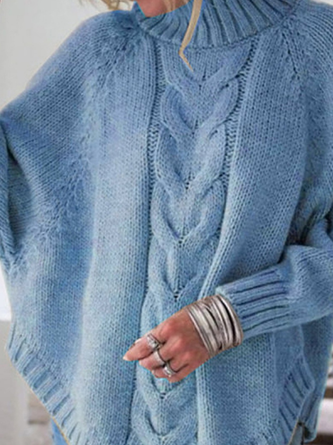 Women Plain Mock Neck Long Sleeve Street Daily Winter Sweater