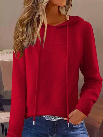 Women Plain Hoodie Long Sleeve Casual Daily Winter Sweater