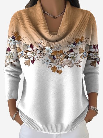 Women Floral Long Sleeve Vintage Holiday Winter Sweater