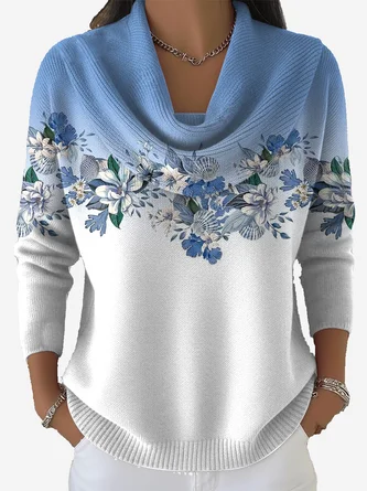 Women Floral Long Sleeve Vintage Holiday Winter Sweater