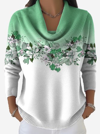 Women Floral Long Sleeve Vintage Holiday Winter Sweater