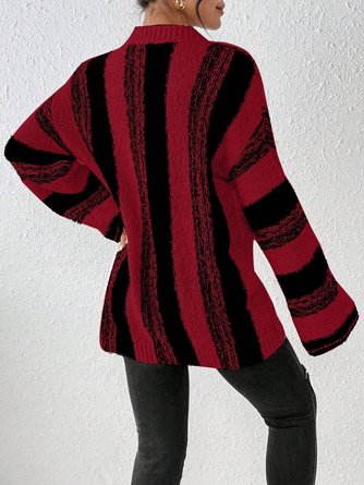 Women Striped Crew Neck Long Sleeve Casual Daily Winter Sweater