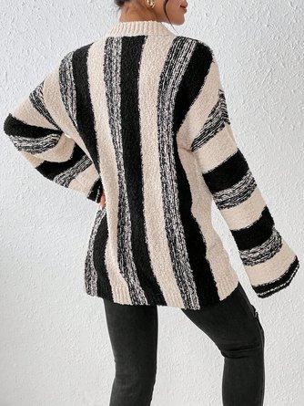 Women Striped Crew Neck Long Sleeve Casual Daily Winter Sweater
