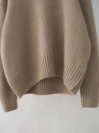 Women Plain Turtleneck Long Sleeve Street Daily Winter Sweater