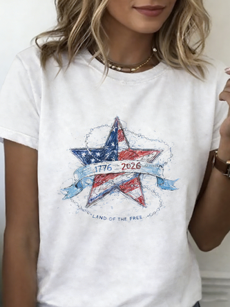 Text Letters Crew Neck Jersey Short Sleeve Casual Daily Summer T shirt