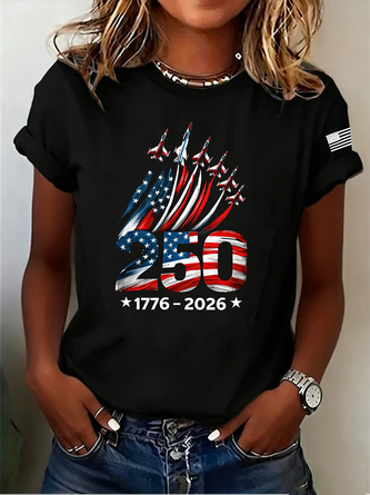 Text Letters Crew Neck Cotton Short Sleeve Vintage Party Summer T shirt