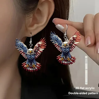American Flag Acrylic Material Eagle Old Gloray Earrings