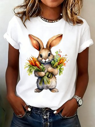 Easter Crew Neck Short Sleeve Casual Holiday Summer T shirt