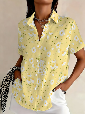 Floral Shirt Collar Short Sleeve Casual Daily Summer Shirt