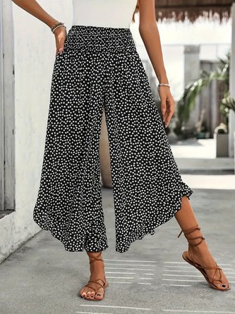 Floral Casual Printing Pant Daily Spring Fall Wide Leg Pants
