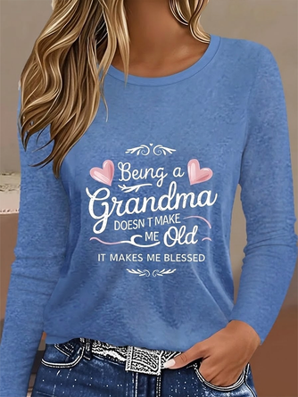 Text Letters Crew Neck Jersey Long Sleeve Casual Daily Spring Fall T shirt