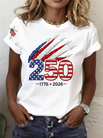 America Flag Crew Neck Jersey Short Sleeve Casual Daily Summer T shirt