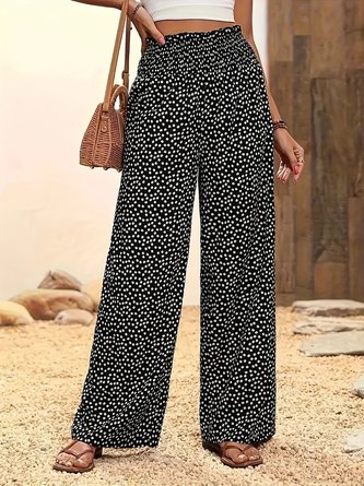 Polka Dots Casual Printing Pant Daily Spring Fall Wide Leg Pants