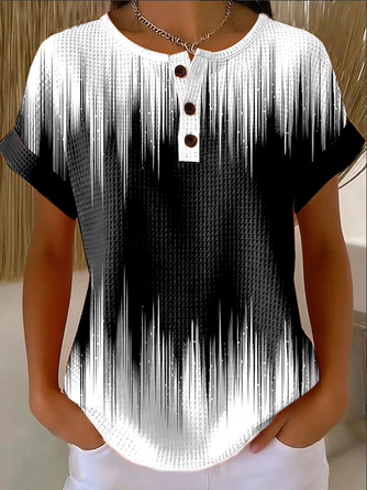Abstract Crew Neck Short Sleeve Vintage Daily Summer T shirt