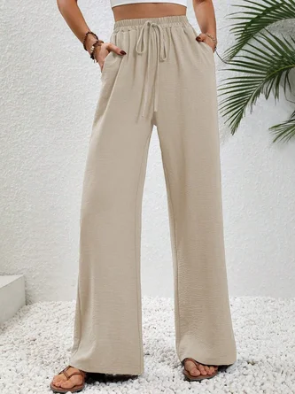 Plain Casual Split Joint Pant Daily Spring Fall Wide Leg Pants