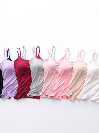Plain Crew Neck Modal Sleeveless Casual Daily Summer Tank Top