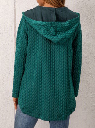 Solid Long Sleeve Hoodie Coats Outerwear