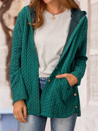 Solid Long Sleeve Hoodie Coats Outerwear