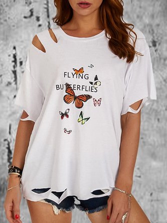 Cotton-Blend Printed Casual Animal Shirts & Tops