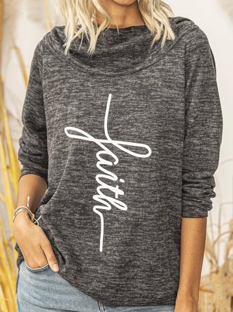 Letter Long Sleeve Casual Cotton Sweatshirt