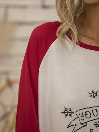 Red Cotton Vintage Shift Letter Shirts & Tops