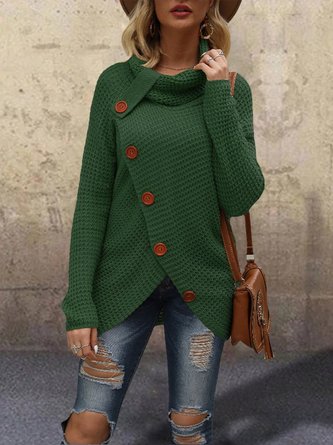 Casual Long Sleeve Cotton-Blend Sweater