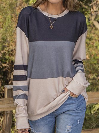 Knitted Vintage Striped Color-Block Light-Weight Sweater